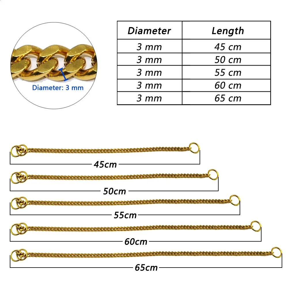 Dog Chain Collar Stainless Steel Dogs Slip Collars Metal Pet P Choke Chrome Plated Chian For Medium Large Dogs Training Pitbull 240722 LL