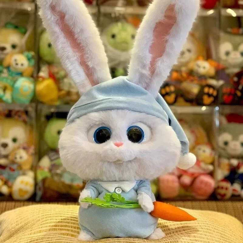 Disney Toy Disney pets secret lives cute rabbits plush carrots moving ears cartoon dolls room decorations birthdays Christmas gifts