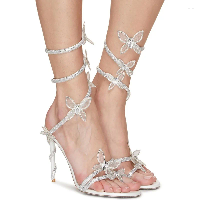 Sandals Spring And Summer Women's High-heeled Snake-shaped Butterfly Diamond Flower Stiletto Heel High Heels