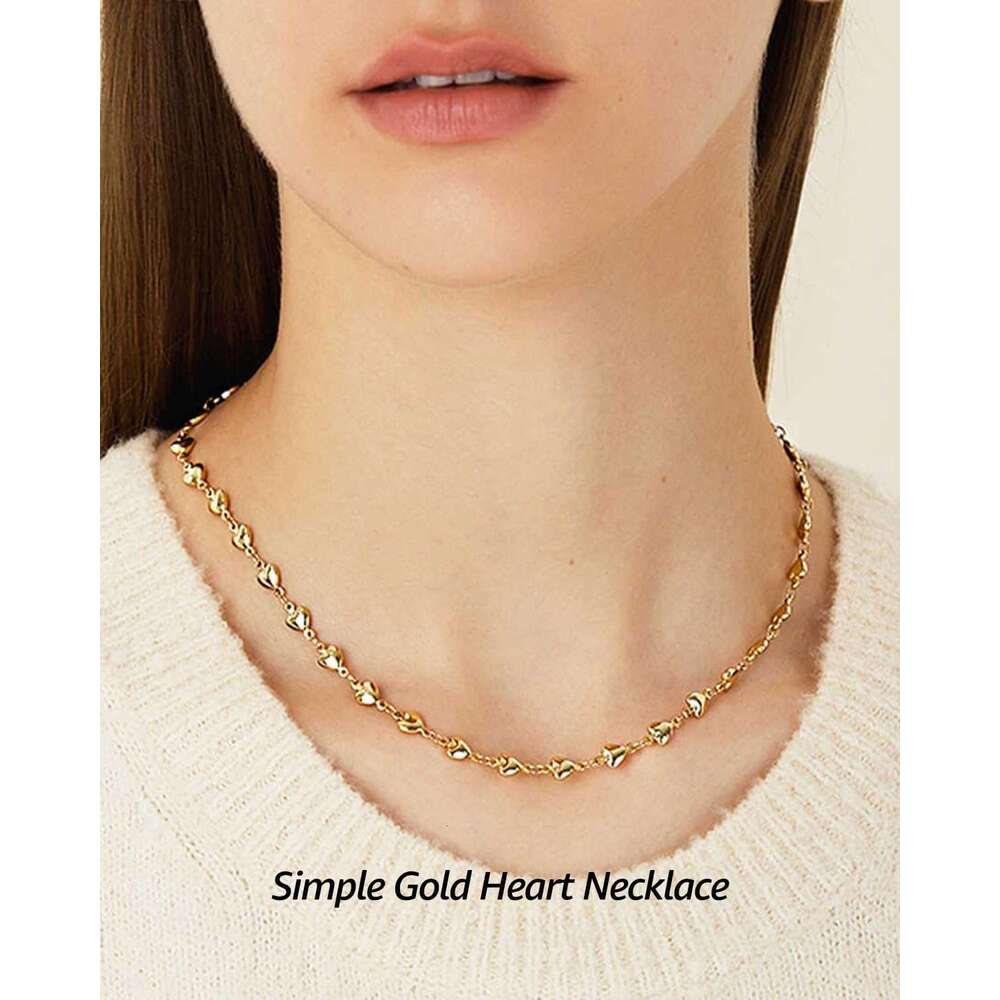 Small for Women - Gold Plated Heart Choker Necklace