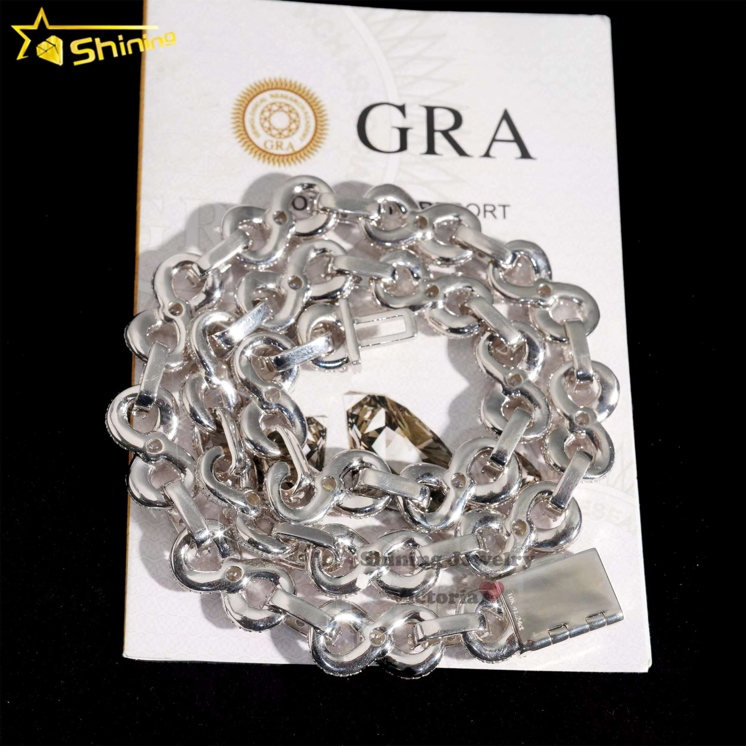 New Design 13mm Moissanite Necklace Sterling Silver 925 Vvs Moissanite Iced Out Diamond Bracelet Infinity Cuban Link Chain