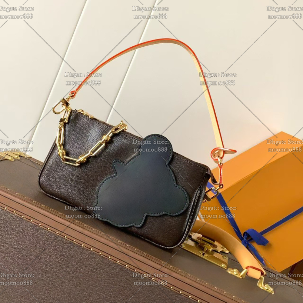 Designer Hobo Bag 22cm Handbags for Women Coated Canvas Cowhide Leather Brown Purse Underarm Shoulder Bag with Box