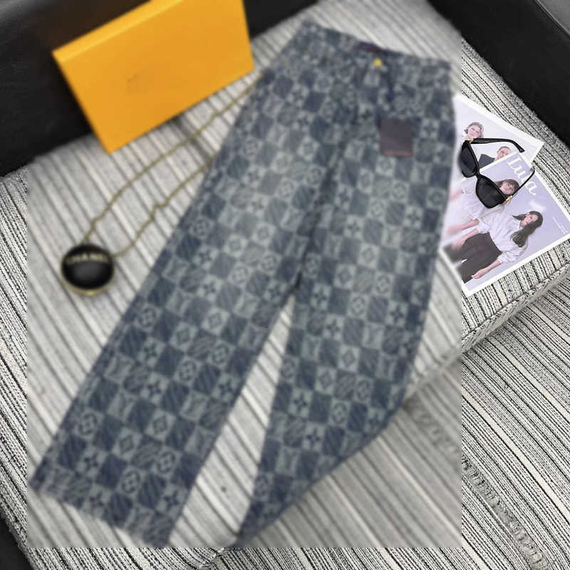 designer jeans Women's Wear 2025 Spring New Straight Leg Pants Women's Jacquard Long Jeans Slim