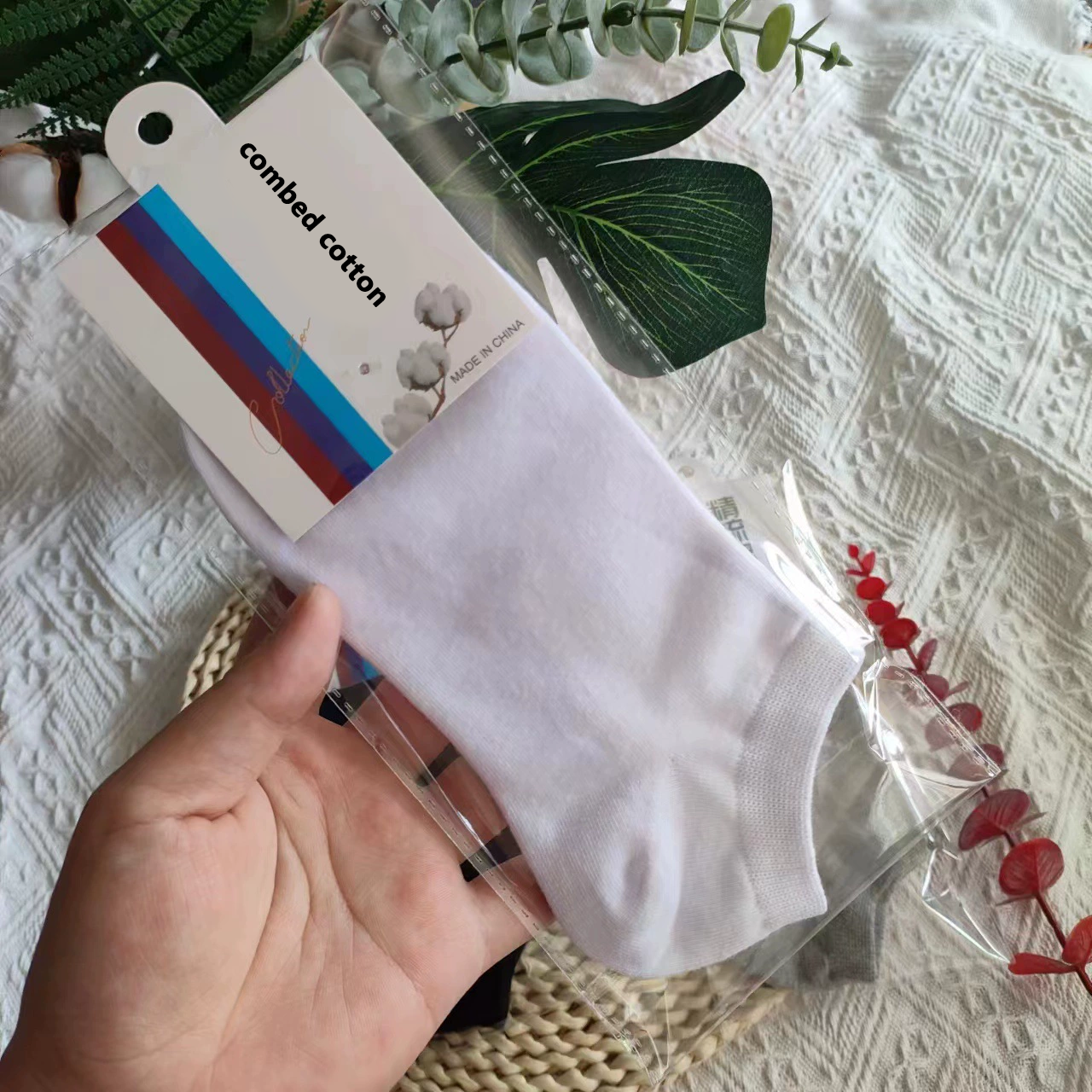 Combed cotton flat solid color socks for high-end people in hot summer areas have a certain anti-odor effect A pack of 10 pairs wholesalers