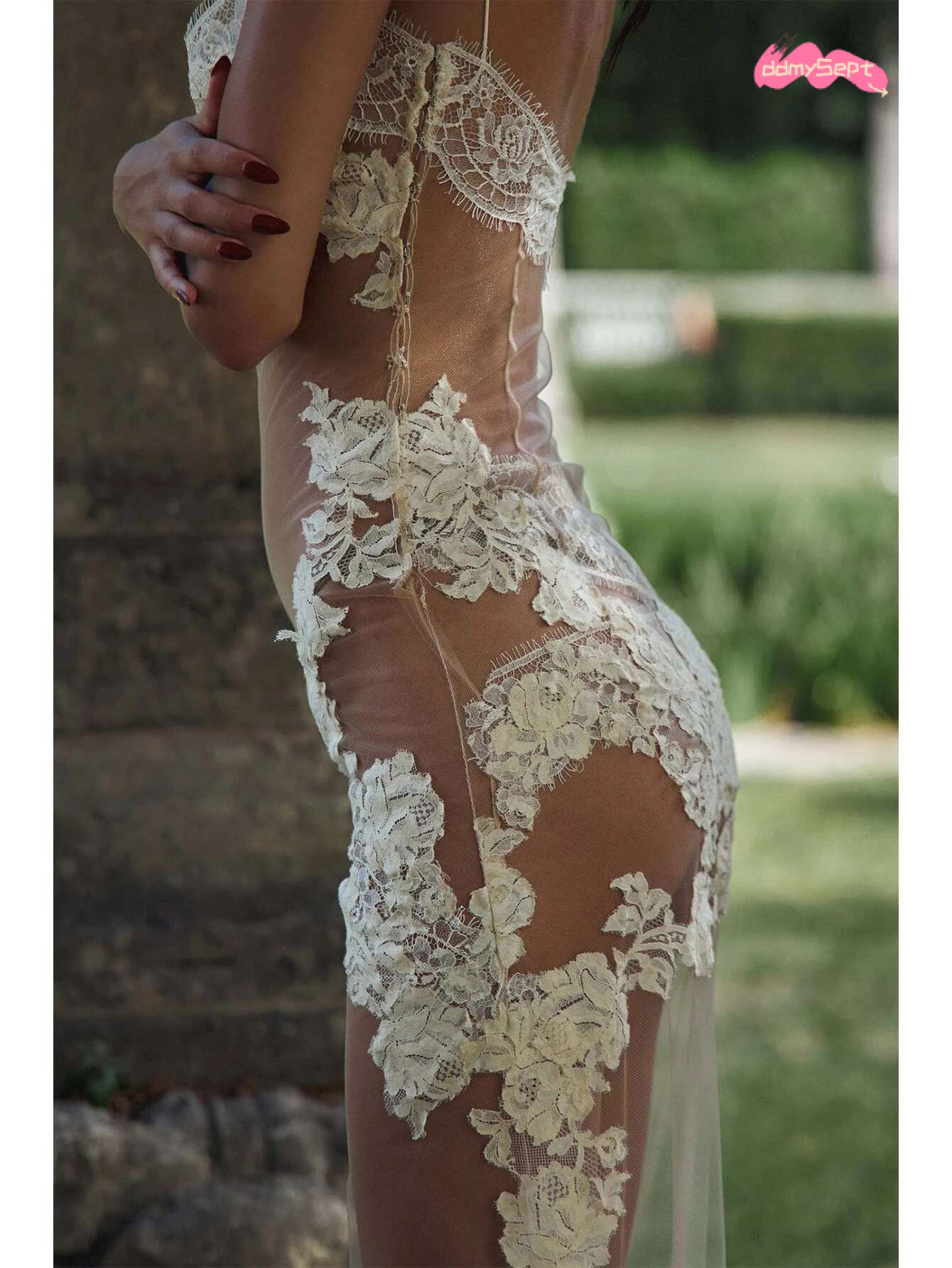 Sexy see through mesh lace maxi summer women backless club birthday party dress woman evening long dresses vestidos ddmySept