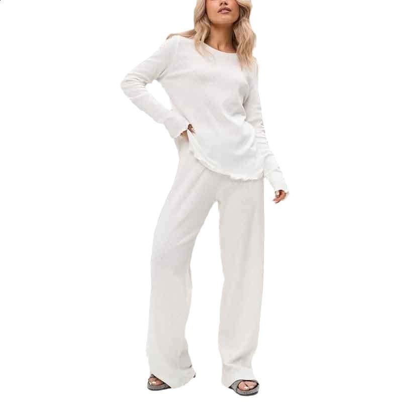 Pajamas for women in spring and autumn thin fashion pure cotton home clothes new long sleeved and long pants set 210907