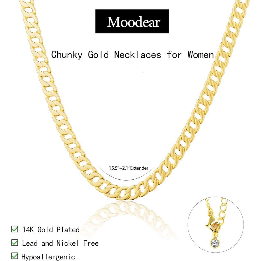 Gold 14K Dainty Chunky Gold/Sliver Cuban k Paperclip Chain Choker Toggle Clasp Layered Pearl Pendent Necklace for Women Trendy Fashion Jewelry