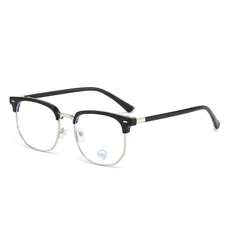 XJiea photoelectric anti blue light glasses mens fashionable rectangular semi frameless glasses womens office computer goggles M250331