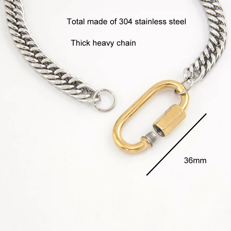 Womens statement Stainless steel buckle necklace short and thick necklace heavy necklace gold jewelry necklace 250328