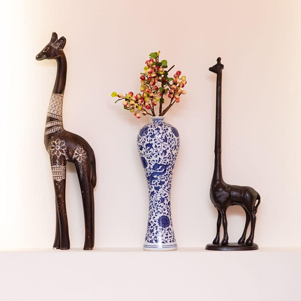 13" China Ceramic Vase Blue and White Porcelain Chinese Handmade Decorative Flower Vase for Living Room Home Decor Office Table Centerpiece