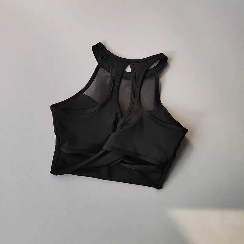 Womens mesh sports bra quick drying yoga suit vest sexy back party pad chest running fitness suitXJ250410