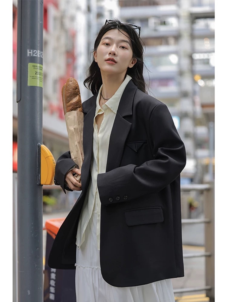 G330Chic Layered Look Women's Blazer Comfortable Small Fit for Young Adults, Perfect for Spring and Autumn