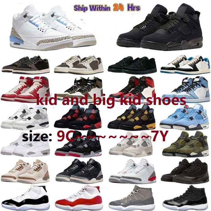 1 3 4 11 Basketball Shoes kid Big Kids jordensss Moments Military Black Cat Thunde 4s Cherry Grey 11s White Cement Trainers girls boy toddlers Youth Children Sneakers