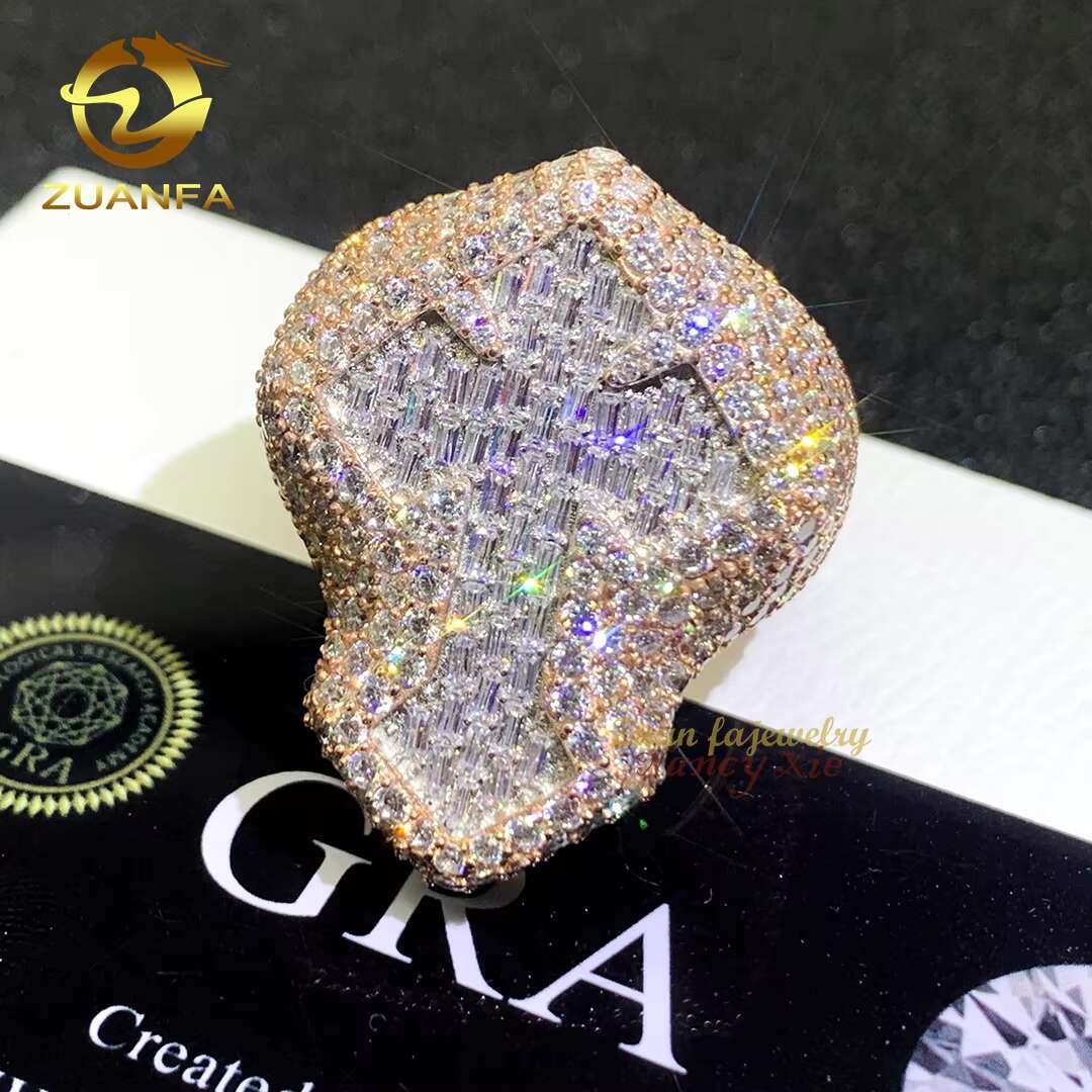 2 Color Cross Ring Hip Hop Jewelry S925 Vvs Moissanite Diamond Iced Out Ring for Men Women