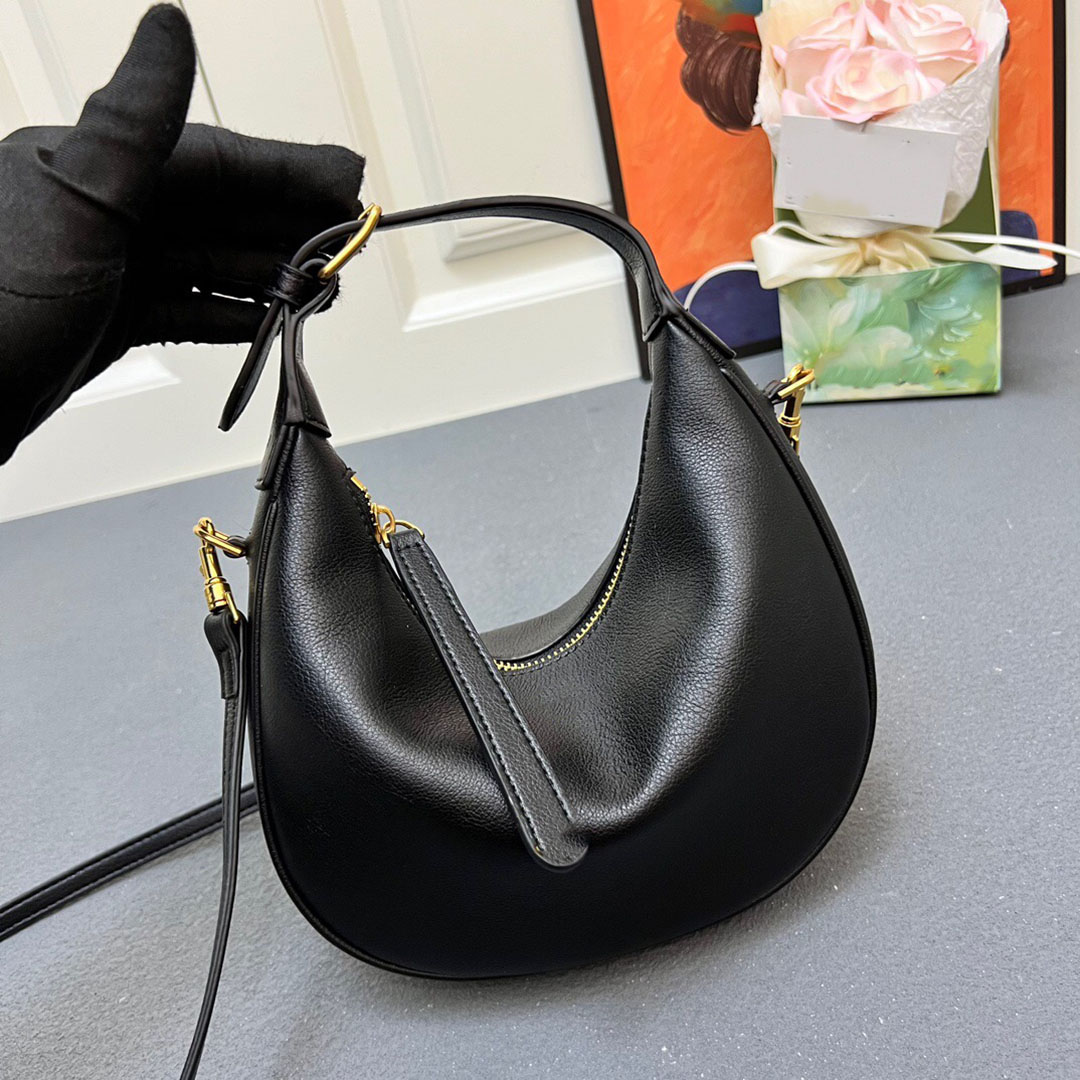 Lulus Bag Luxury Designer Bag Tote Bag Half Moon Bag Smooth Leather Shoulder Bag Black Tote Underarm Bag Fashion Women Cross Body Bag Purse Leather Vintage Hobo Bag 10A