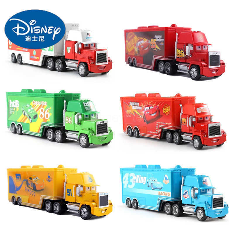 Disney Pixar Car Toy Truck Lightning McQueen Jackson Diecast Car King Uncle Mike 1 43 Truck Trailer Model Toy Gift Y240331