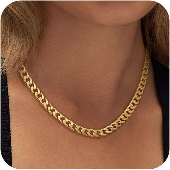 Gold 14K Dainty Chunky Gold/Sliver Cuban k Paperclip Chain Choker Toggle Clasp Layered Pearl Pendent Necklace for Women Trendy Fashion Jewelry