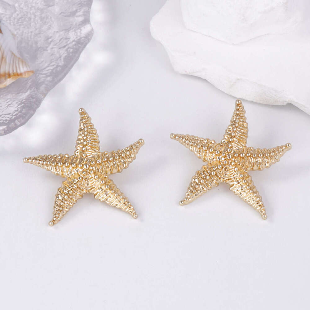 Light Luxury Exquisite Textured Alloy Starfish Earrings - Summer Ocean Vacation Style for Women
