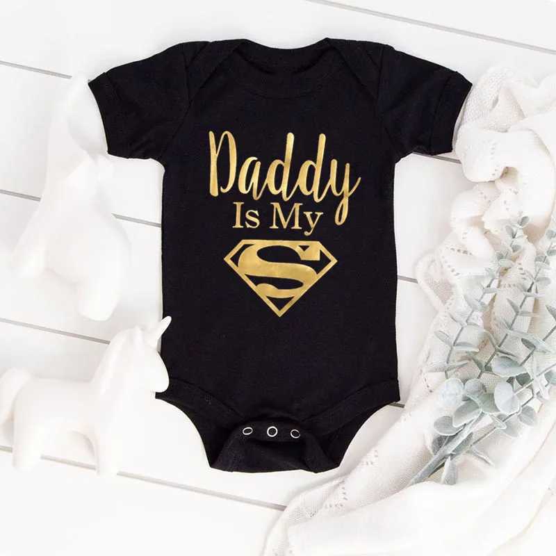Baby jumpsuit newborn boys and girls clothing golden dad is my hero funny printed baby jumpsuit cute casual baby bodysuit Z250331