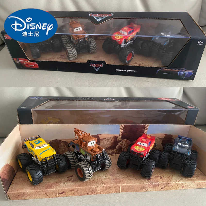 Disney Pixar Cars Off Road Vehicle Pullback Cars 4pcs/set Lightning Mcqueen Alloy Car Model Set Kids Birthday Gift Toys Y240331