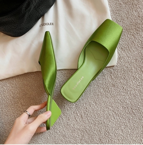 Women's Mid-Low Heel Closed Square Toe Mules Slip On Backless Pumps Kitten Heels Comfortable Casual #ddmypanda