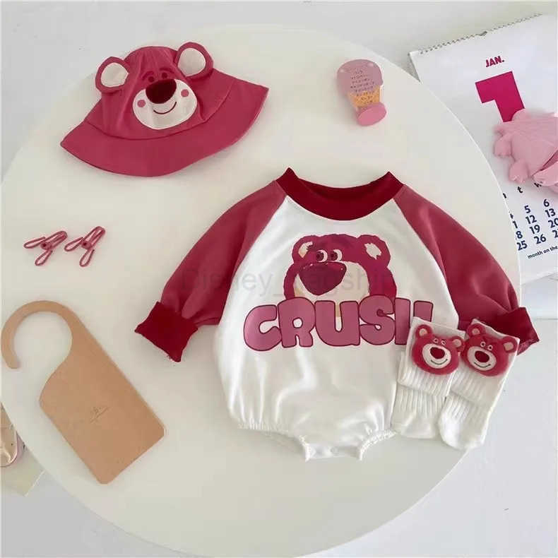 DisneyBear Cute Baby Boy Girl Triangle Climbing Clothes Spring Autumn Newborn Jumpsuit Toddler Costume Cotton Disney Babies BodysuitsXJ250331