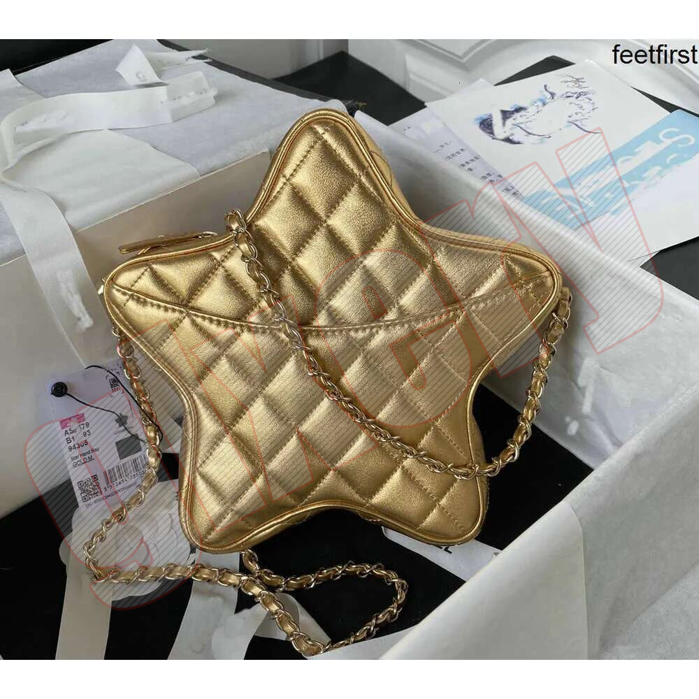 Mirror Quality New Calfskin Women Genuine Leather Shoulder Designer Pentagram Star Chain Bags Handbag Zipper Purse Wallet f893