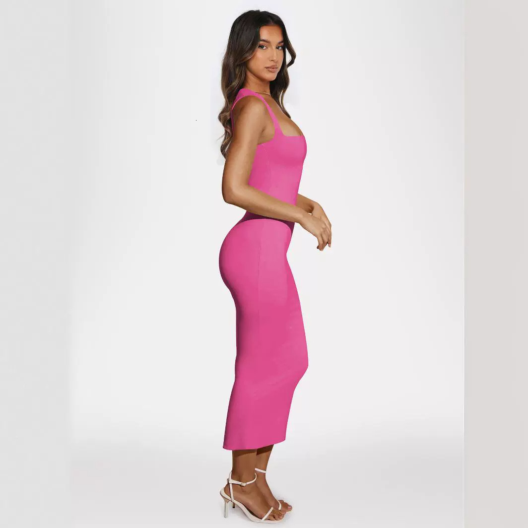 Hip Wrap Women s fashion Spring Summer Split Slim Fit Solid Color Sexy Dress