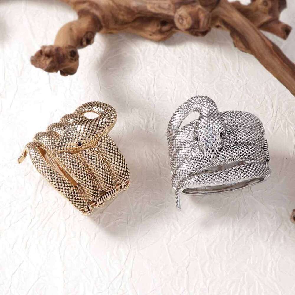 Vintage Elegant Heavy Duty Zinc Alloy Animal Wide Snake Bracelet - Stylish & Versatile Women's Casual Accessory