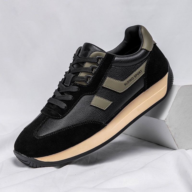 Spring new running shoes casual sports shoes Men's shoes thick soles non-slip black fashionable shoes all fashion black coffee color 39-44