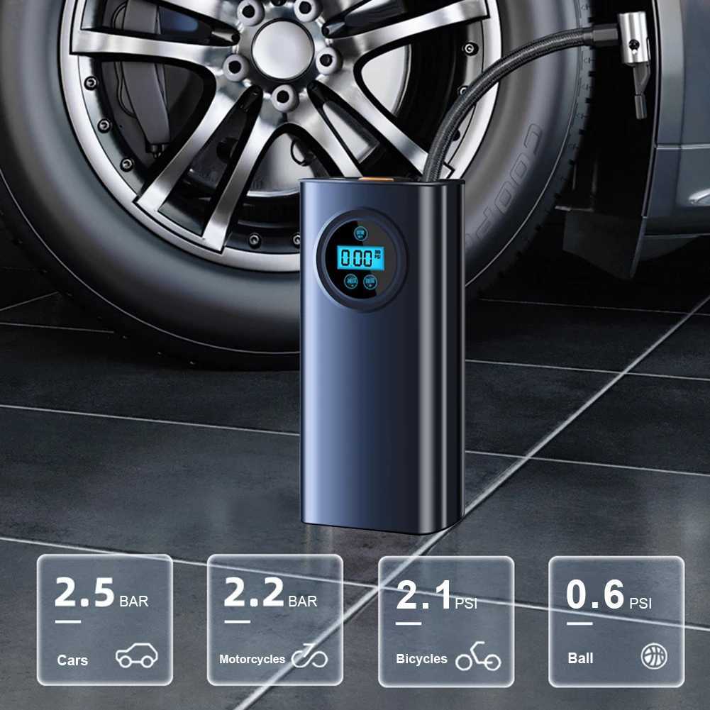 Electric air compressor rechargeable high-precision car tire inflator LCD display portable air pump O250331