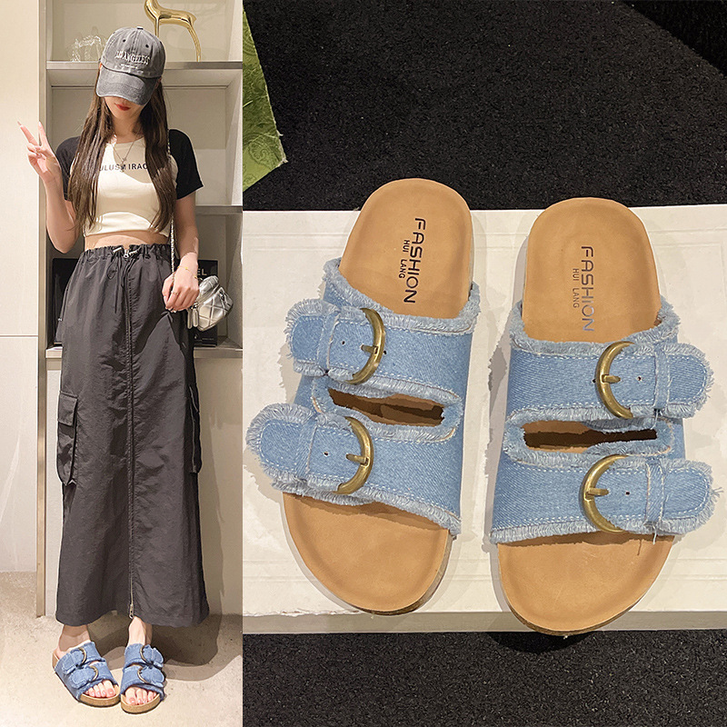 Round headed sandals Designer free Shipping Open toed slippers Thick soled sandals Belt buckle Casual beach women's shoes 2025 new