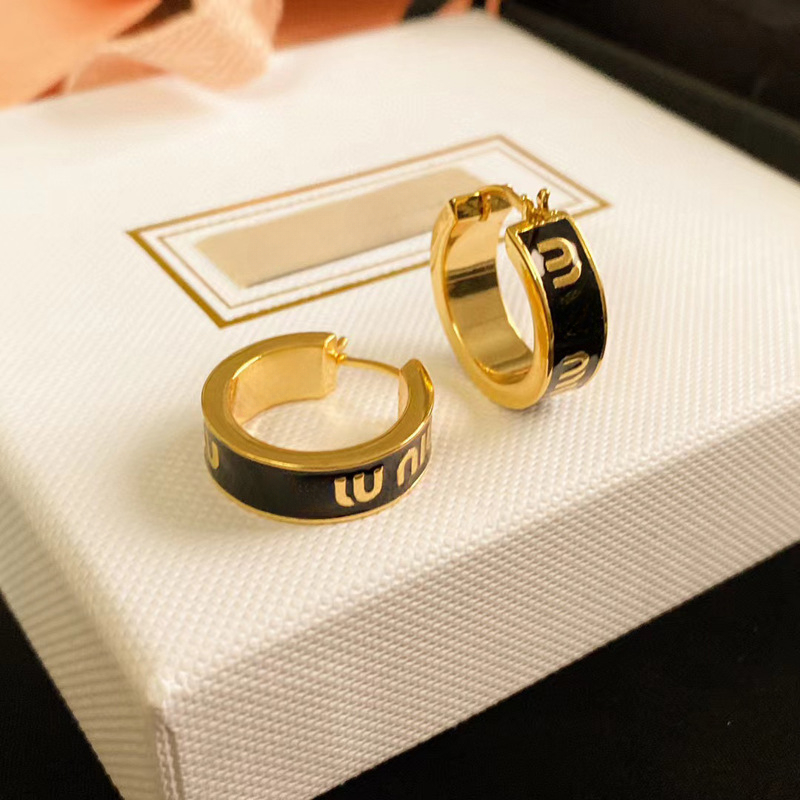 Luxury 18k gold brand circle hollow letters designer earrings for women vintage round aretes oorbellen brincos Chinese earring earings ear rings jewelry gift