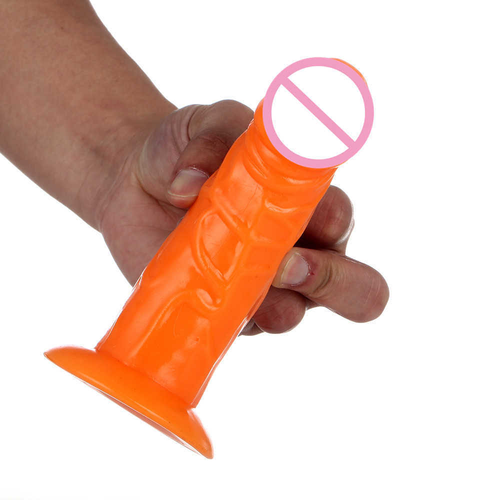 Doon Crystal Small Male Manual Suction Cup Mini Simulation Male Orange Female Masturbation Fake Penis