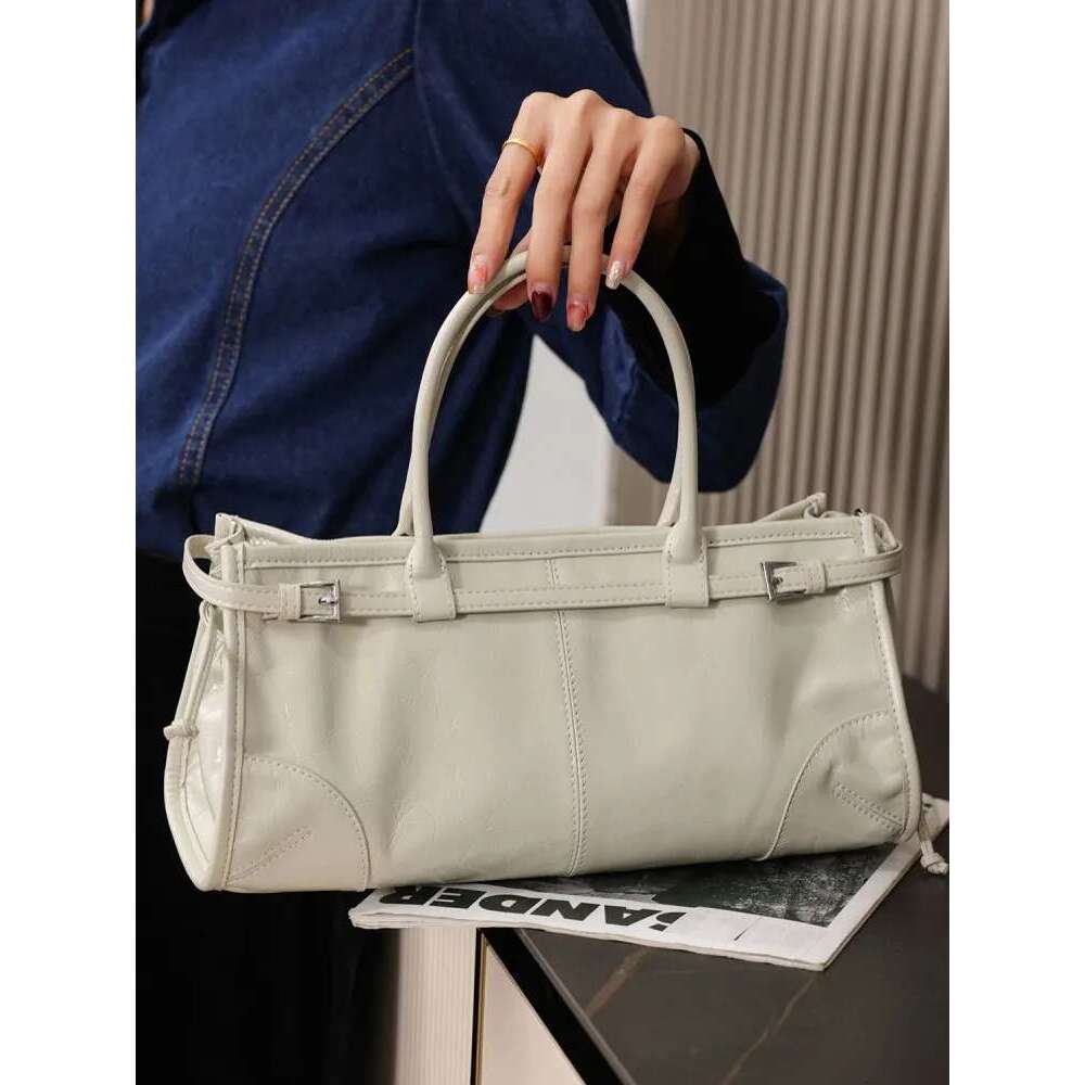 Women's Bags Women Oil Wax Cow Split Leather Moto Biker Shoulder Bag Designer Ladies Totes Handbag Casual Strap Crossbody Bags Solid Colors