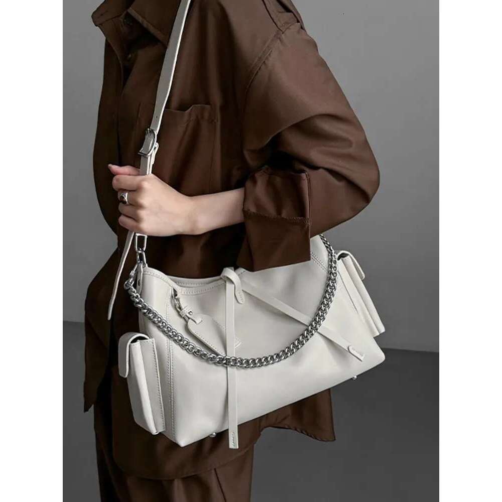 Women's Bags Office Ladies Cowskin Casual Genuine Leather Handbag New Fashion Chain Single Shoulder Bag Women Crossbody Bags