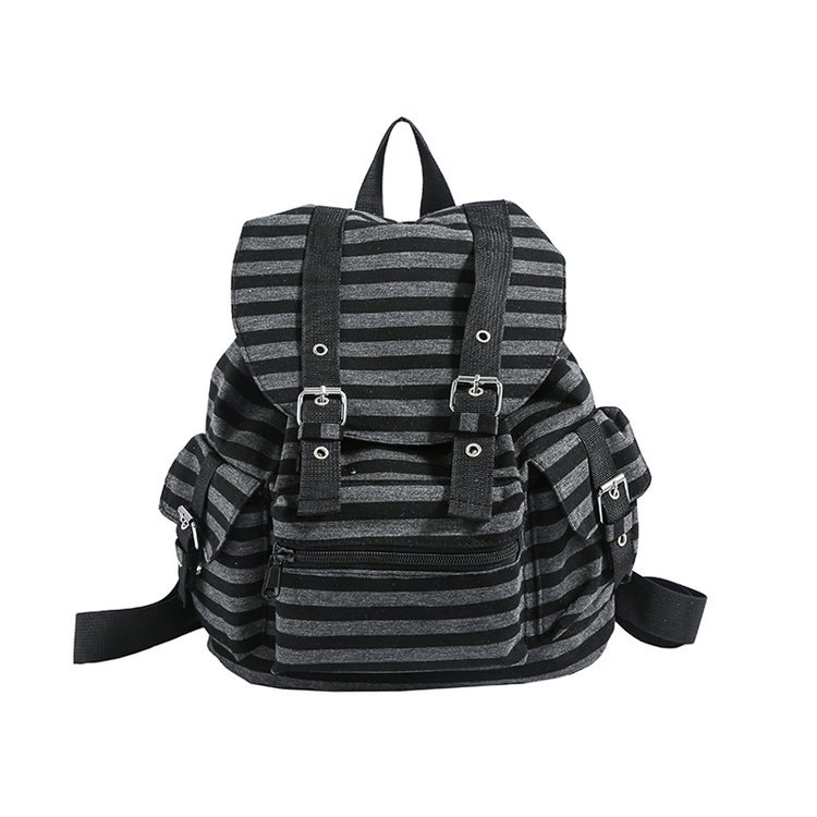 Free shipping hot new Korean niche style retro striped backpack large capacity leisure backpack