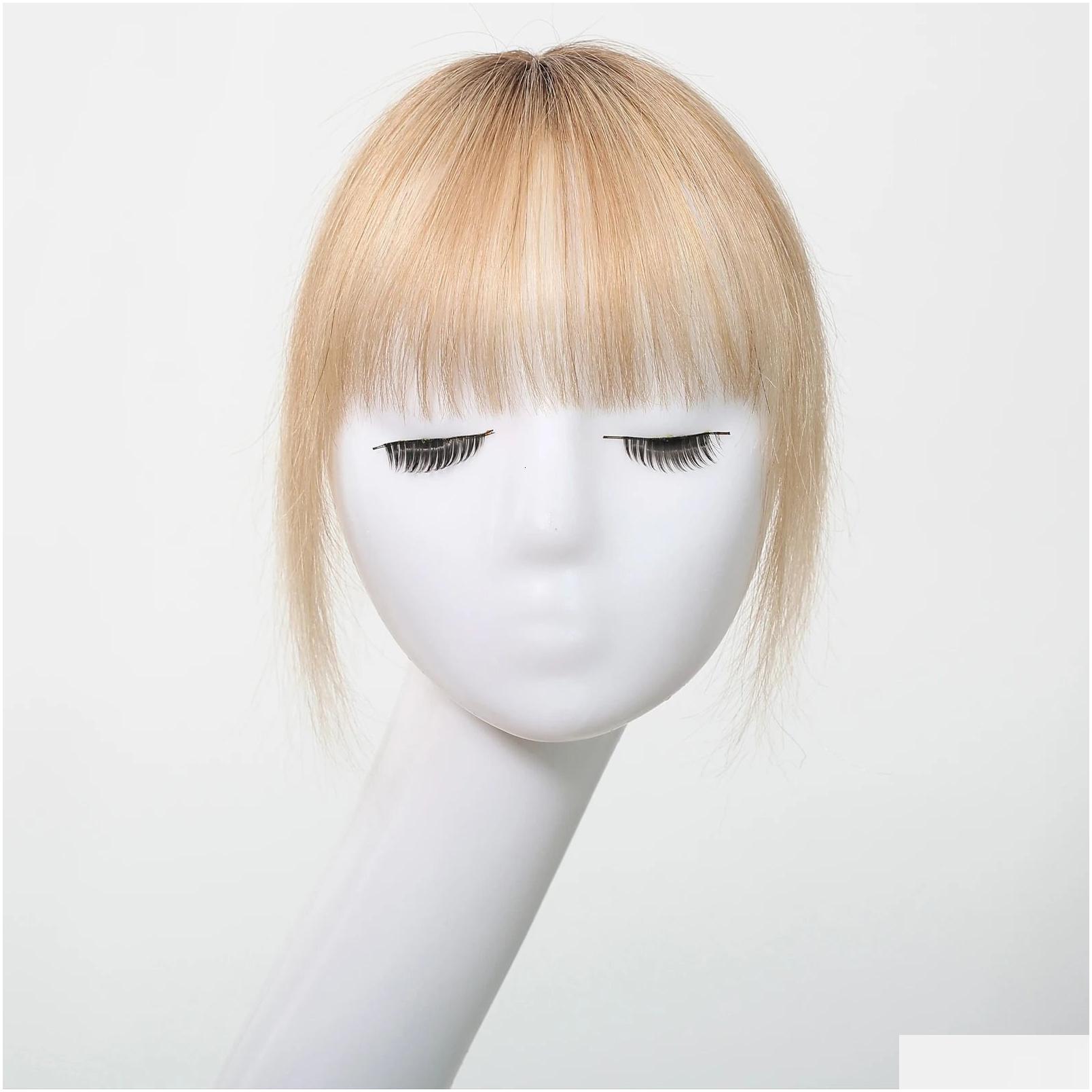 Synthetic Wigs Human Hair Topper With Bangs For Women 3D Wispy Air 100 Remy Loss Natural Appearance 10 Inches 250327 Drop Delivery Pro Ot1Uf