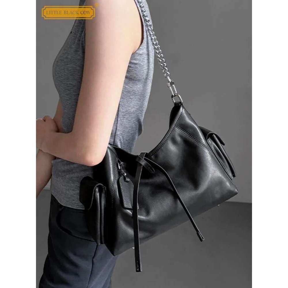 Women's Bags Office Ladies Cowskin Casual Genuine Leather Handbag New Fashion Chain Single Shoulder Bag Women Crossbody Bags