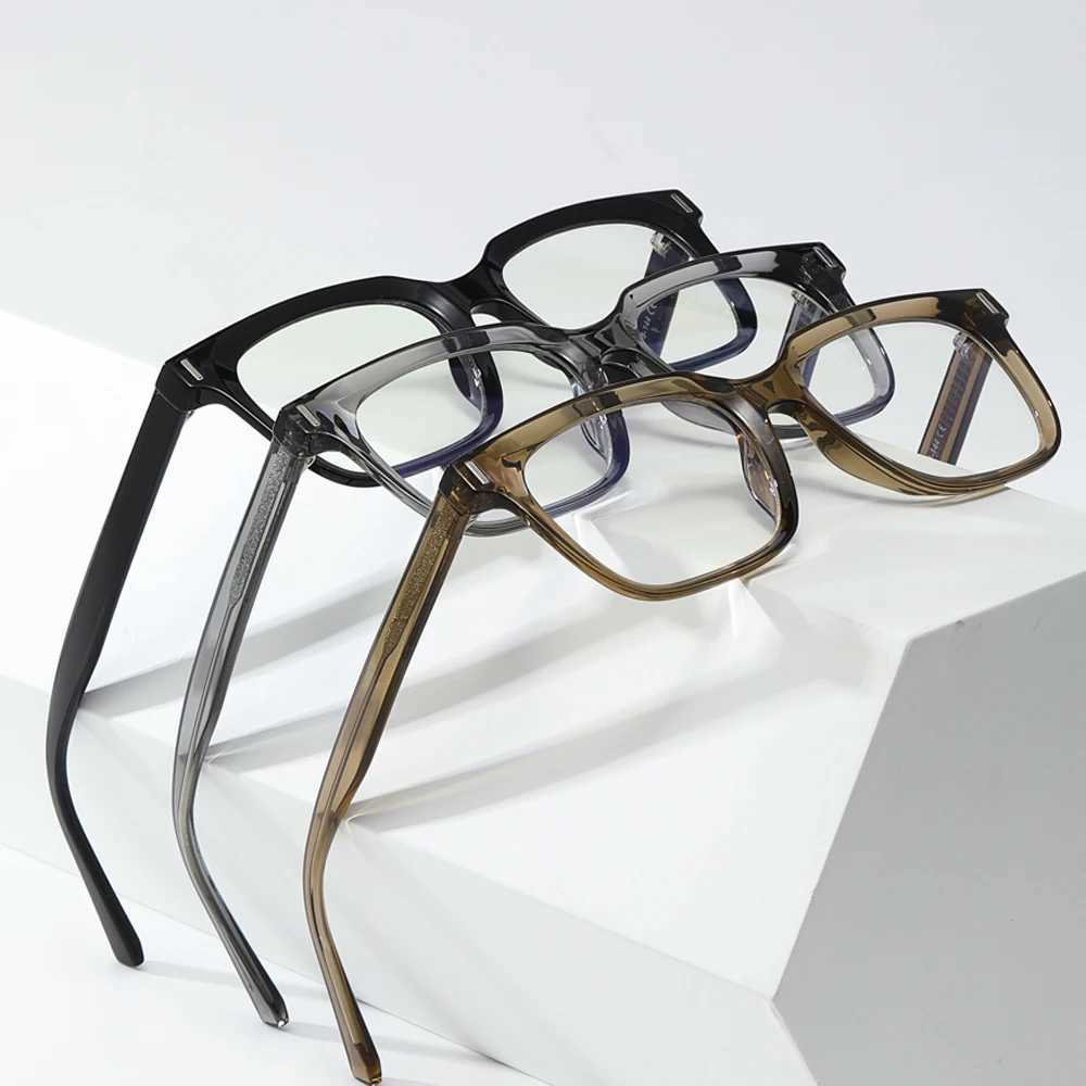 New Arrival Kachawoo Anti Blue Light Glasses TR90 Acetate Mens Square Glasses Frame Suitable for Female Trends Koren Style Neutral Transparent Grey Z2