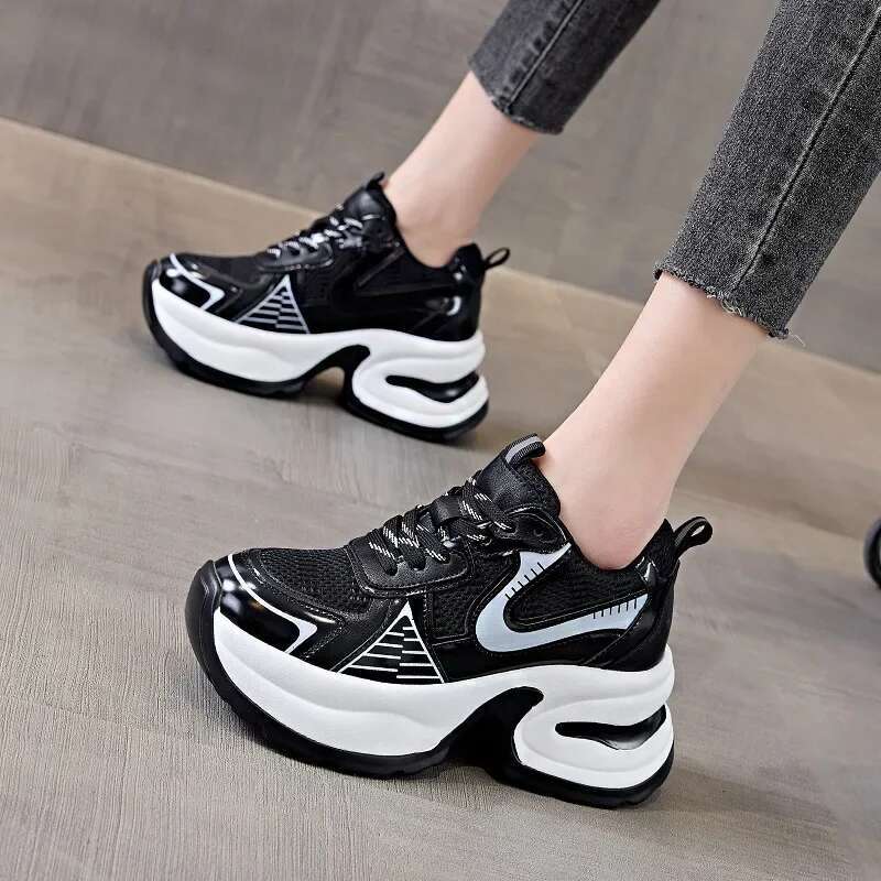 Designer Shoe Mesh Cowhide Leather Summer Sexy Hollow Out Women's Sandals Sloping Heel Thick Sole Height Increasing Sports Shoes Fashionable And 