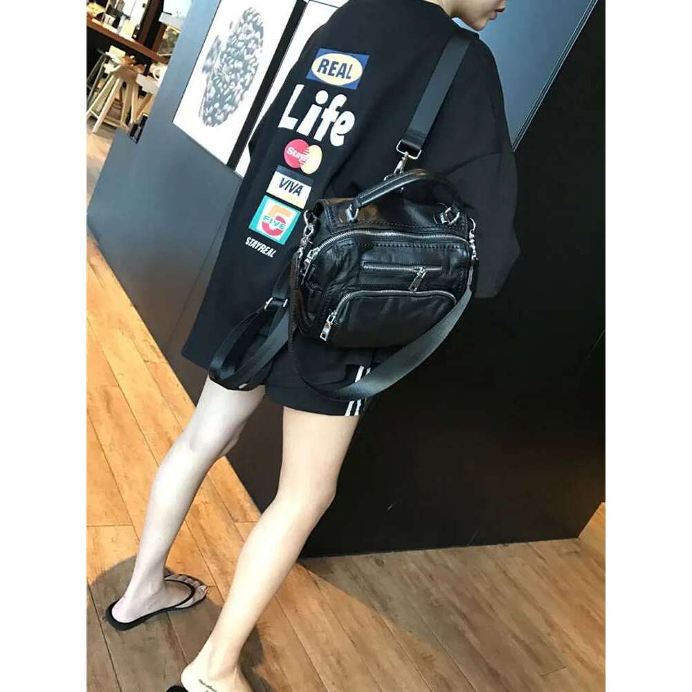 Women's Bags Black Genuine Leather Women Handbag Fashion Zipper Cowhide Totes Single Shoulder Simple Solid Color Casual Crossbody Bags