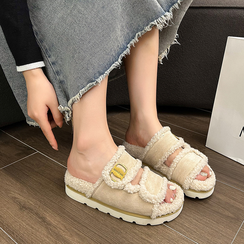 free Shipping sandals Open toed slippers Flat bottomed slippers Casual buckle sandals One word slippers 2025