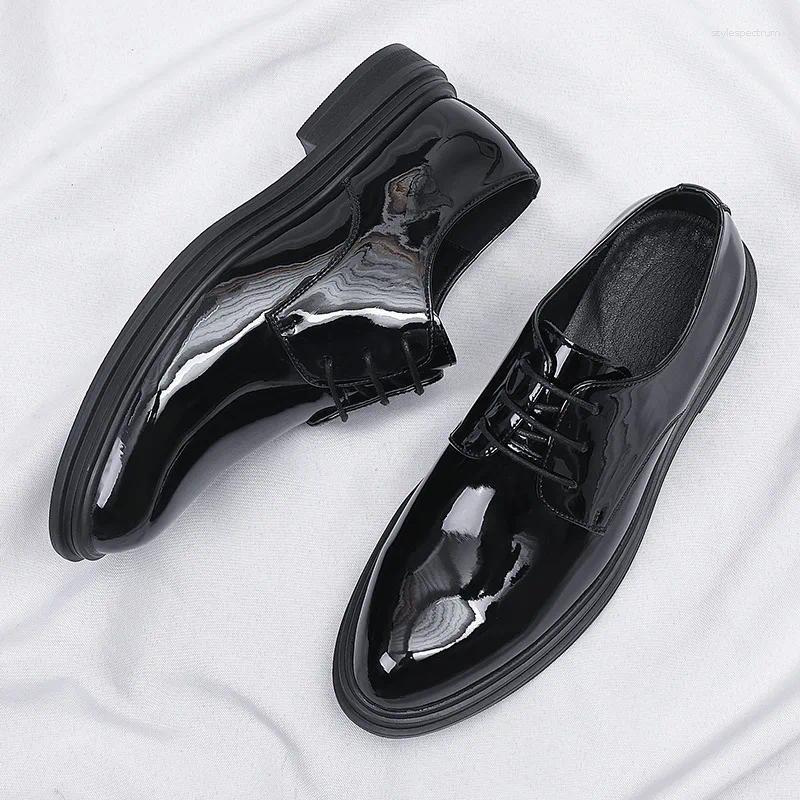 Shoes Mens Casual Patent Leather Dress Shoes: Hot Shiny Autumn Business Formal Wear 2025 :