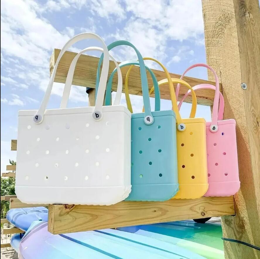 Summer EVA Basket Women Picnic Tote Holes Waterproof Handbag Pouch Shopping Shoulder Outdoor Park Handbags Large Fashion Gifts Shopping Bags