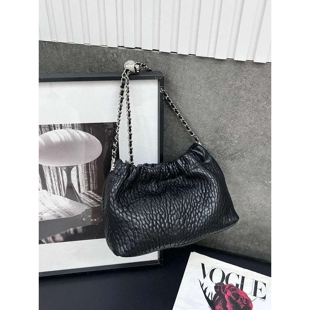 Women's Bags New Women Black Sheepskin Genuine Leather Single Shoulder Fashion Office Ladies Chain Underarm Bag Designer Crossbody Bags