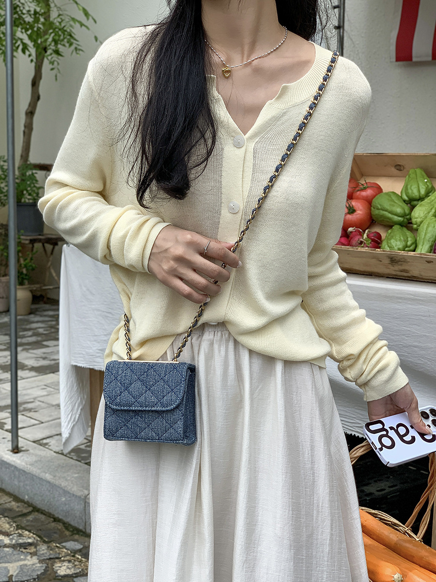 Mini Canvas Denim Bag Designer Ringer Clamshell Crossbody Bag Small Square Bag Fashion Chain Women's Bag