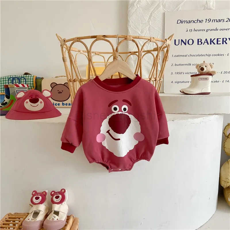 DisneyBear Cute Baby Boy Girl Triangle Climbing Clothes Spring Autumn Newborn Jumpsuit Toddler Costume Cotton Disney Babies BodysuitsXJ250331