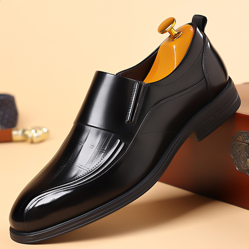 MenS Business Leather Shoes Dress Walking Shoes Light Breathable Casual Loafers Pu Leather Shoes Black Men Shoes Big Size 240605