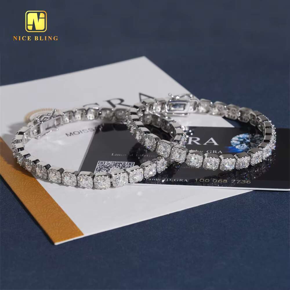 Pass Diamond Tester Hip Hop Unisex Jewelry Custom Iced Out Diamond Cuban Link Chain 925 Silver VVS Moissanite Bangle Bracelet